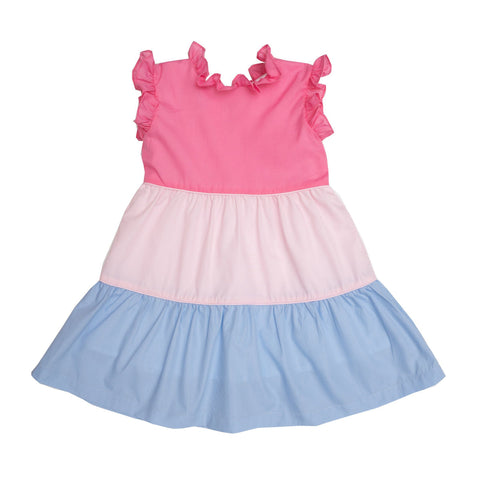 The Oaks Apparel Women’s Tiered Dress - Valeria Pink & Blue - Let Them Be Little, A Baby & Children's Clothing Boutique