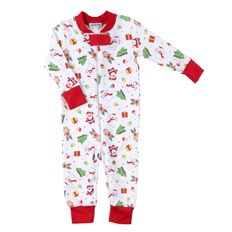 Magnolia Baby Zipped PJ Romper - Merry & Bright - Let Them Be Little, A Baby & Children's Clothing Boutique