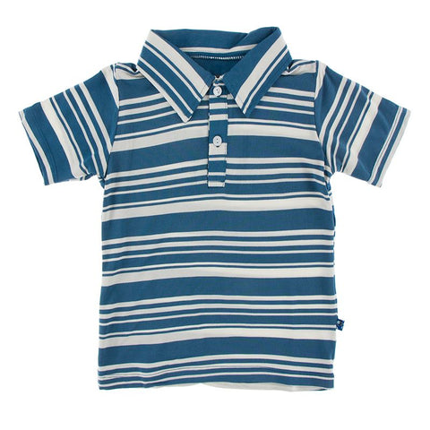 Kickee Pants Print Short Sleeve Polo - Fishing Stripe - Let Them Be Little, A Baby & Children's Boutique