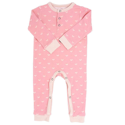 Sweet Bamboo Long Romper - Polka Hearts Pink - Let Them Be Little, A Baby & Children's Boutique