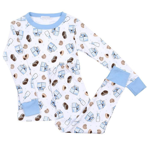 Magnolia Baby Long Sleeve PJ Set - Cookies & Milk Blue - Let Them Be Little, A Baby & Children's Boutique