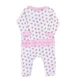 Magnolia Baby Printed Ruffle Footie - Football Fan Pink - Let Them Be Little, A Baby & Children's Boutique