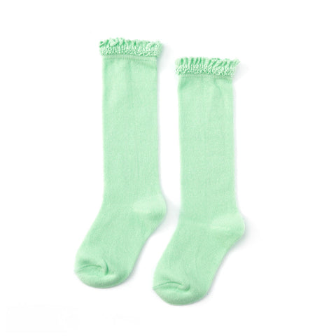 Little Stocking Co. Lace Top Knee Highs - Mint - Let Them Be Little, A Baby & Children's Clothing Boutique