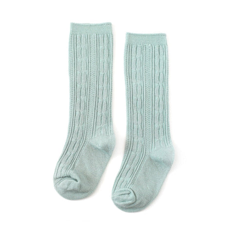 Little Stocking Co. Cable Knit Knee Highs - Mist - Let Them Be Little, A Baby & Children's Clothing Boutique