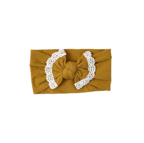 Poppy Knots Lace Bow - Mustard - Let Them Be Little, A Baby & Children's Boutique