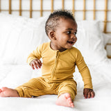 Brave Little Ones Ribbed Zip Romper - Mustard - Let Them Be Little, A Baby & Children's Boutique