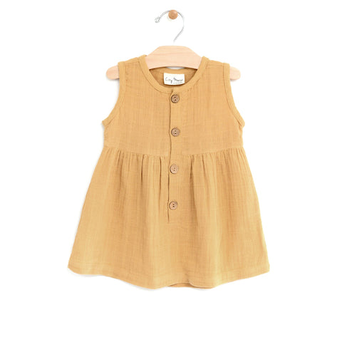 City Mouse Muslin Button Tank Dress - Straw - Let Them Be Little, A Baby & Children's Boutique