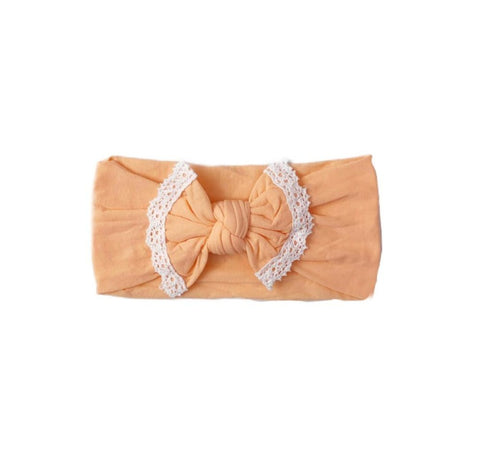 Poppy Knots Lace Bow - Peach - Let Them Be Little, A Baby & Children's Boutique