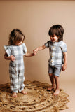 City Mouse Button Down Short Sleeve Shirt - Silver Check - Let Them Be Little, A Baby & Children's Clothing Boutique