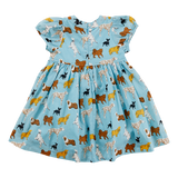Pink Chicken Margaret Dress - Sky Blue Dogs - Let Them Be Little, A Baby & Children's Clothing Boutique
