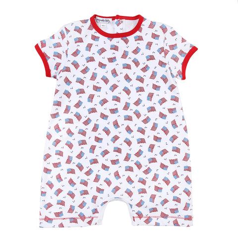 Magnolia Baby Printed Shorts Playsuit - Vintage Red, White, & Blue - Let Them Be Little, A Baby & Children's Clothing Boutique
