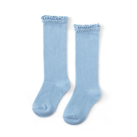 Little Stocking Co. Lace Top Knee Highs - Sky Blue - Let Them Be Little, A Baby & Children's Clothing Boutique