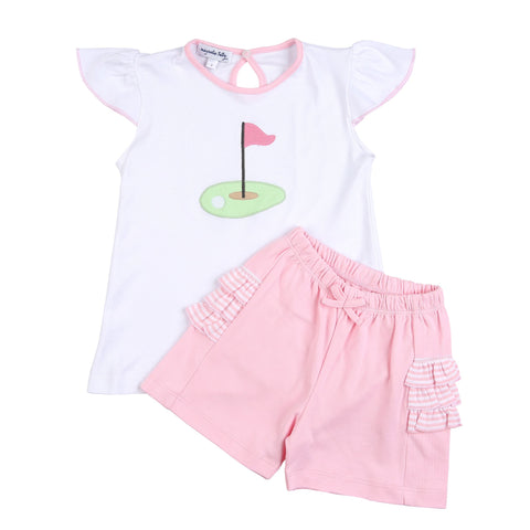 Magnolia Baby Applique Short Sleeve Tee w/ Ruffle Shorts Set - Tee Time - Let Them Be Little, A Baby & Children's Clothing Boutique