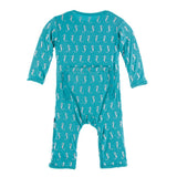 Kickee Pants Print Coverall with Zipper - Neptune Mini Seahorses - Let Them Be Little, A Baby & Children's Boutique