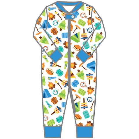 Magnolia Baby Zipped PJ Romper - Camping Out - Let Them Be Little, A Baby & Children's Clothing Boutique