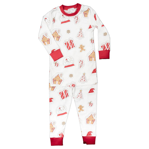 Baby Noomie 2 Piece Long Sleeve PJ Set - Pink Holiday Patches - Let Them Be Little, A Baby & Children's Clothing Boutique